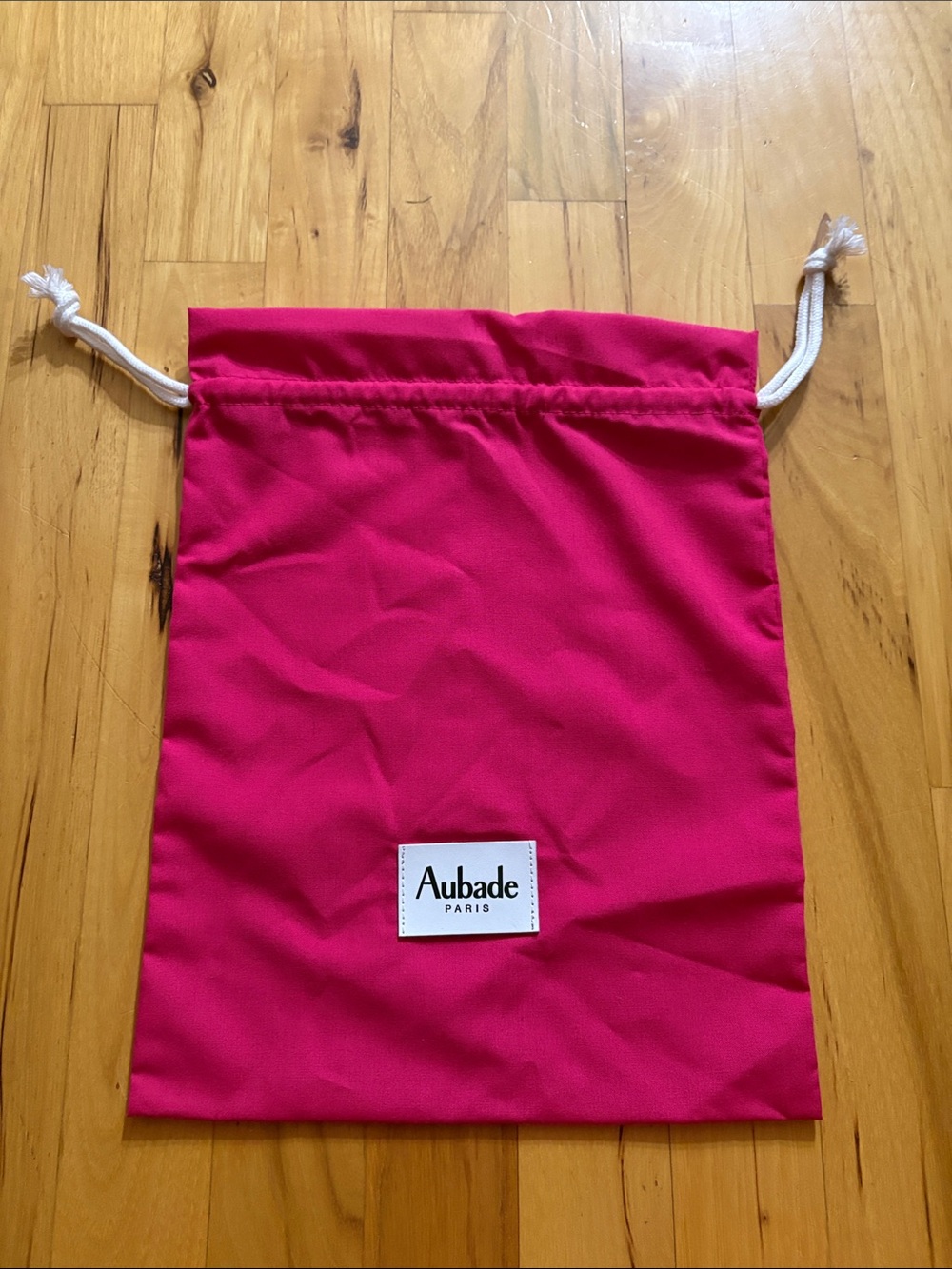 Aubade Hot Pink Drawstring Fabric Pouch with White Rope for Lingerie 🆕